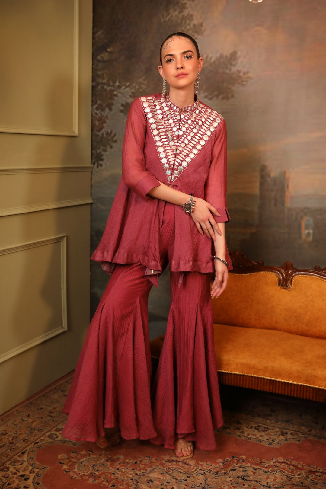 Coral Chanderi Sharara Set