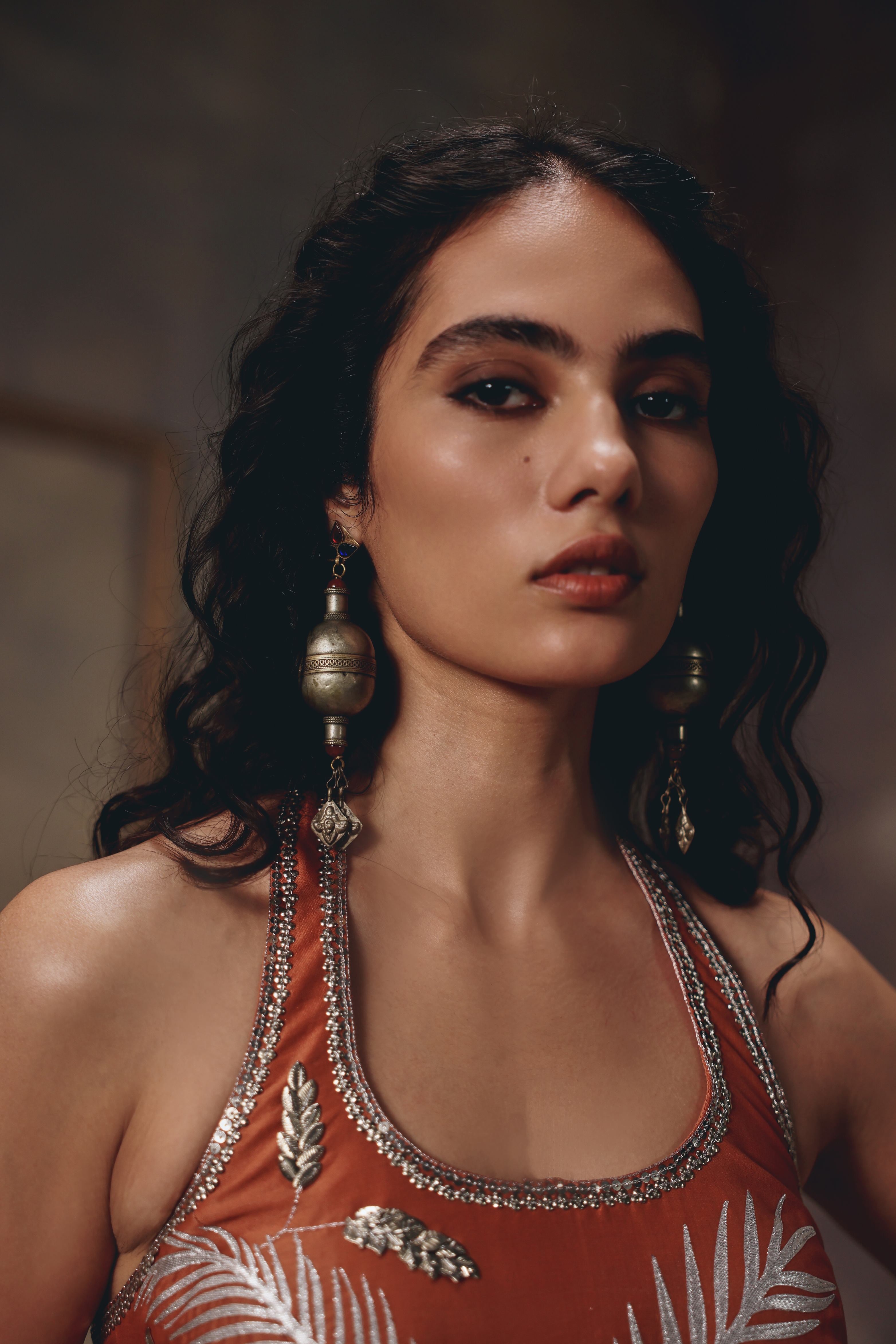 Burnt Saffron Embroidered Sharara Set