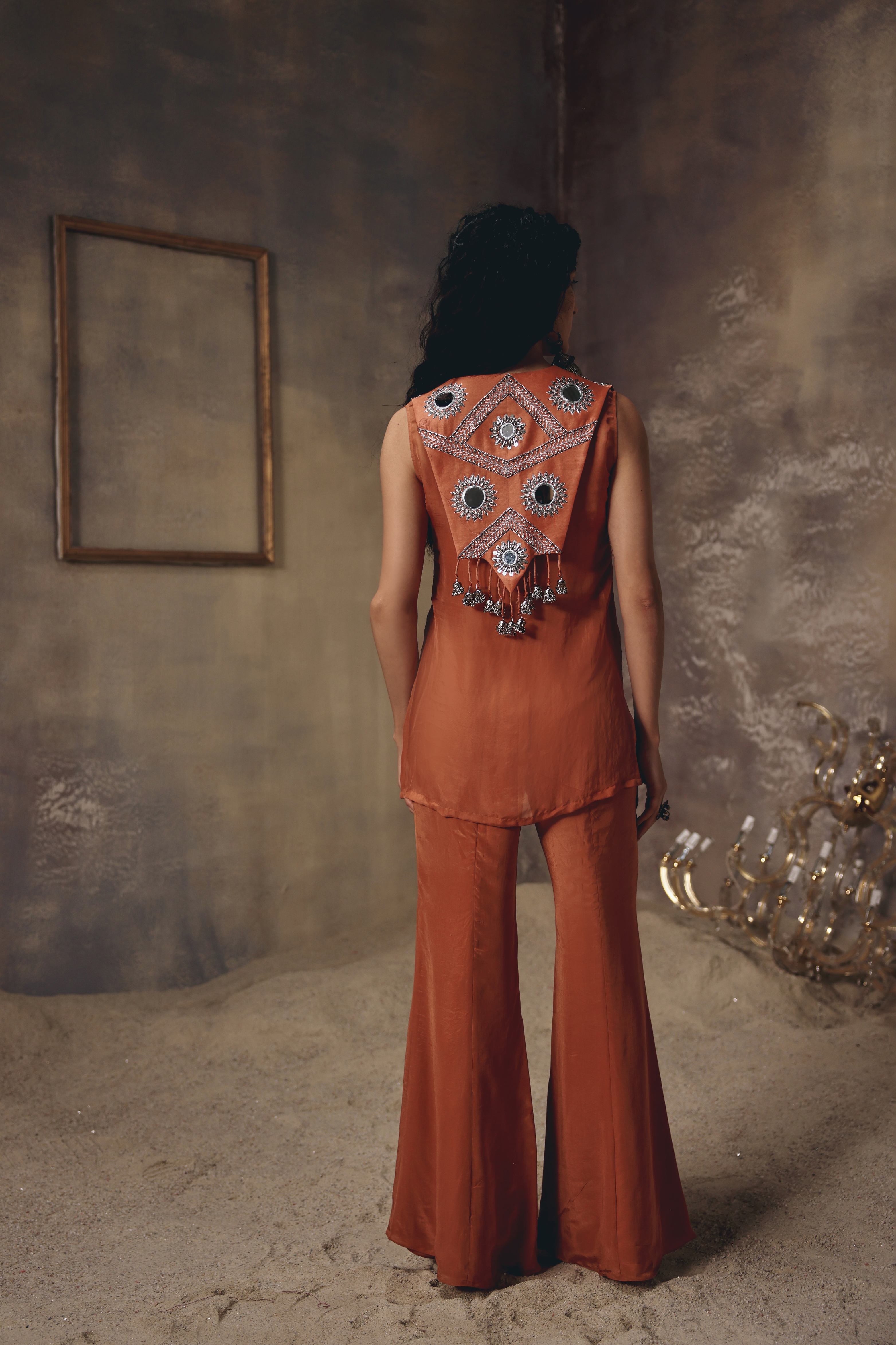 Riva Rust Metal Embellished Co-ord Set