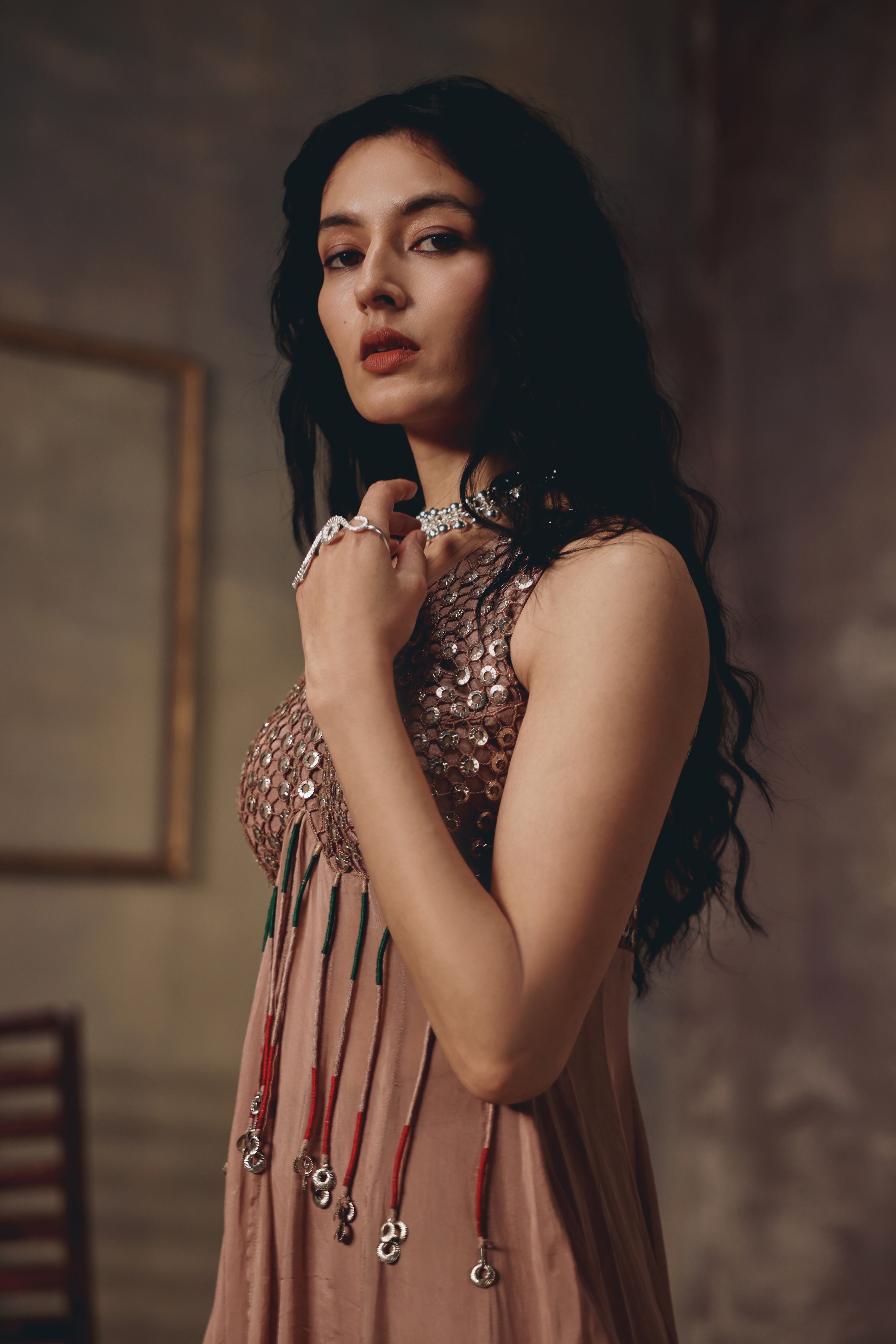 Soft Bronze Sharara Set