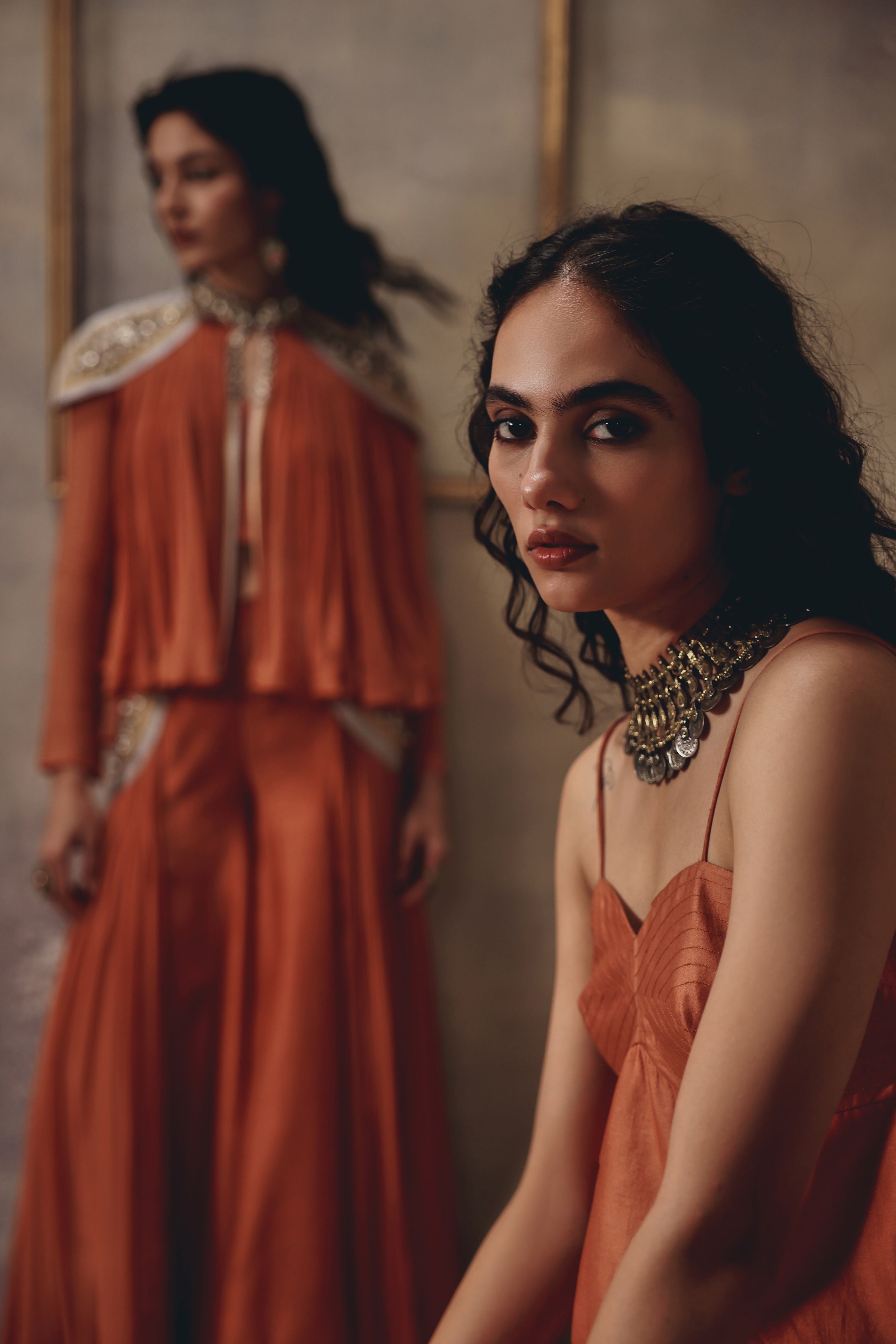 Terra – Rust Metal Embroidered Co-ord Set