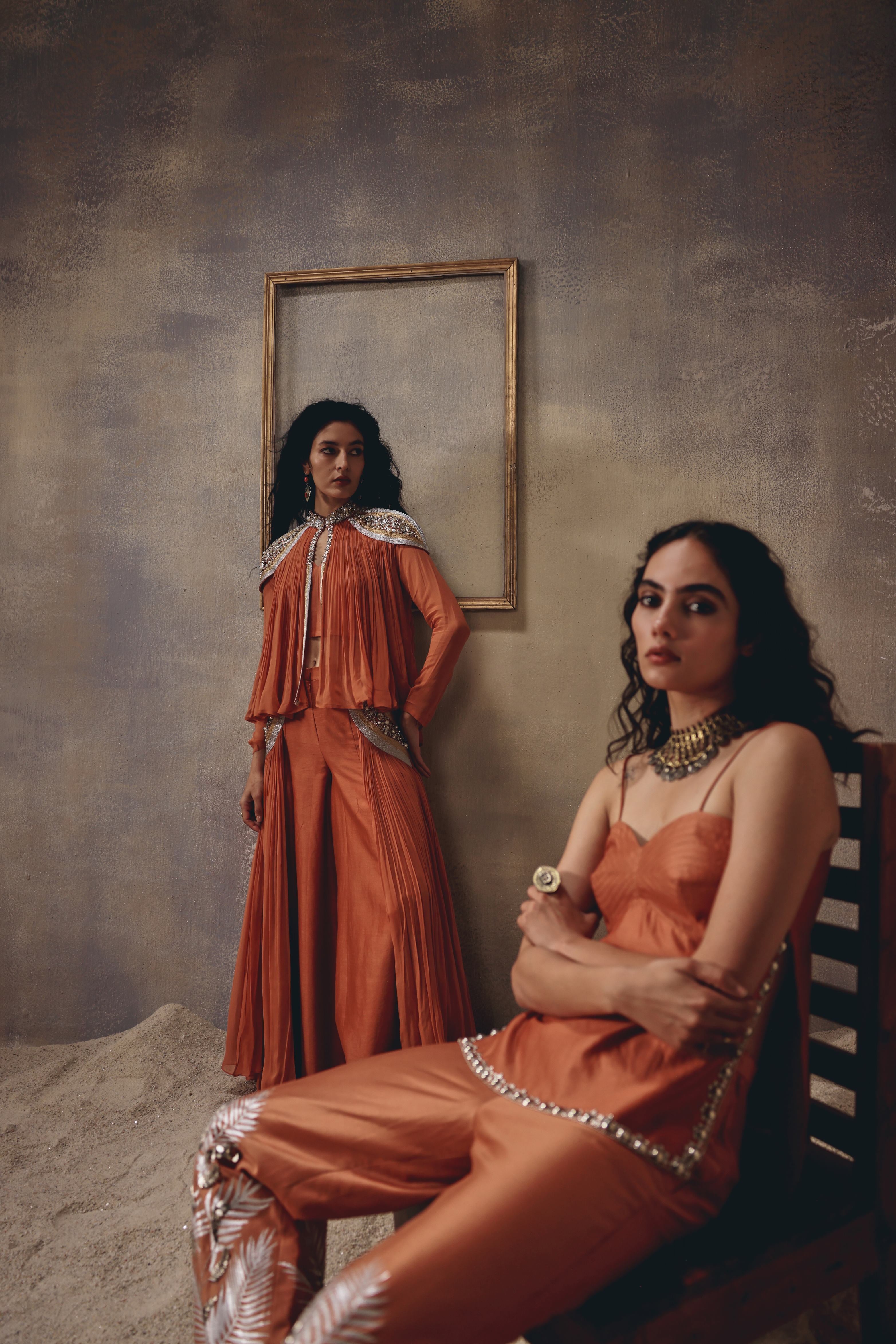 Terra – Rust Metal Embroidered Co-ord Set