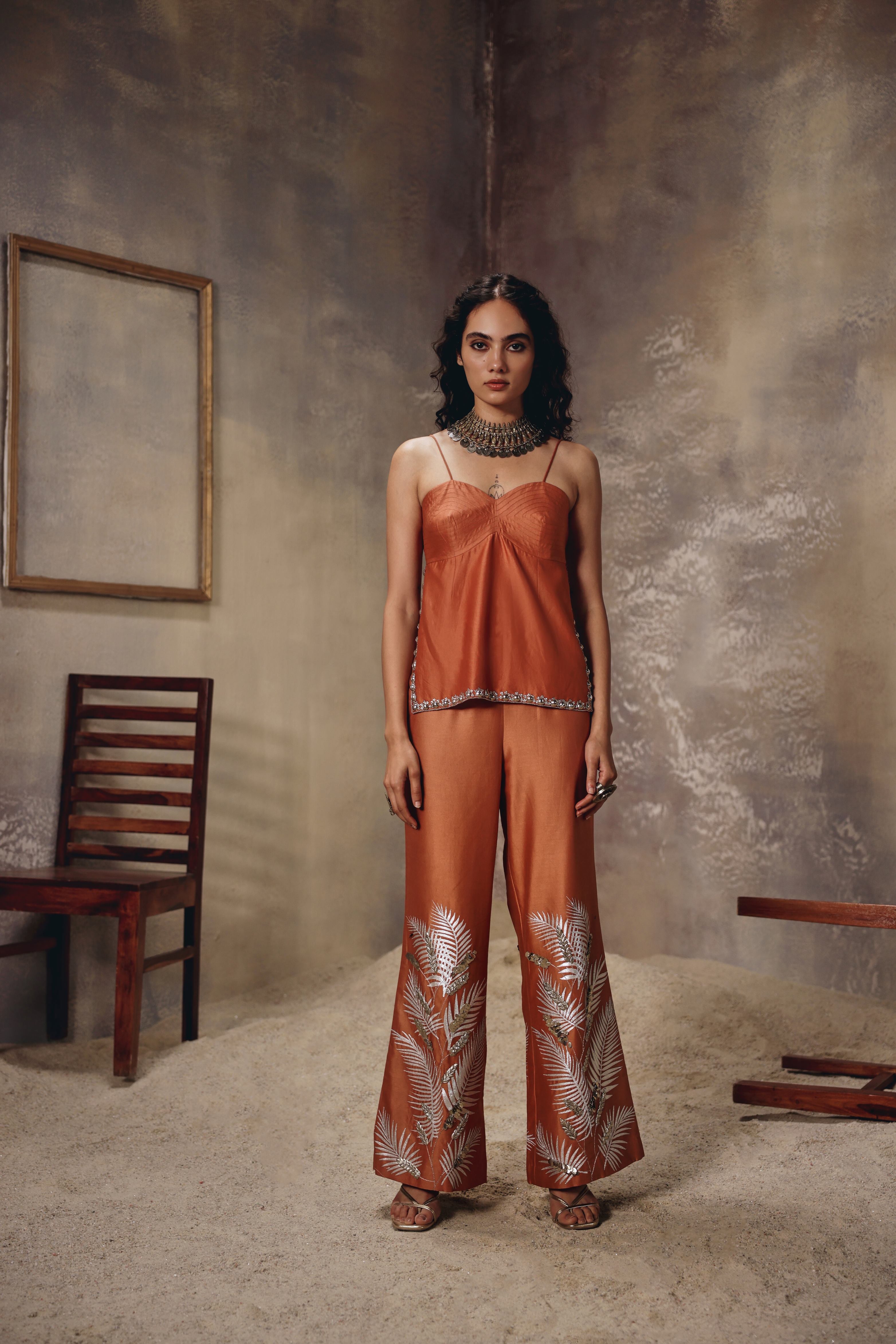 Terra – Rust Metal Embroidered Co-ord Set