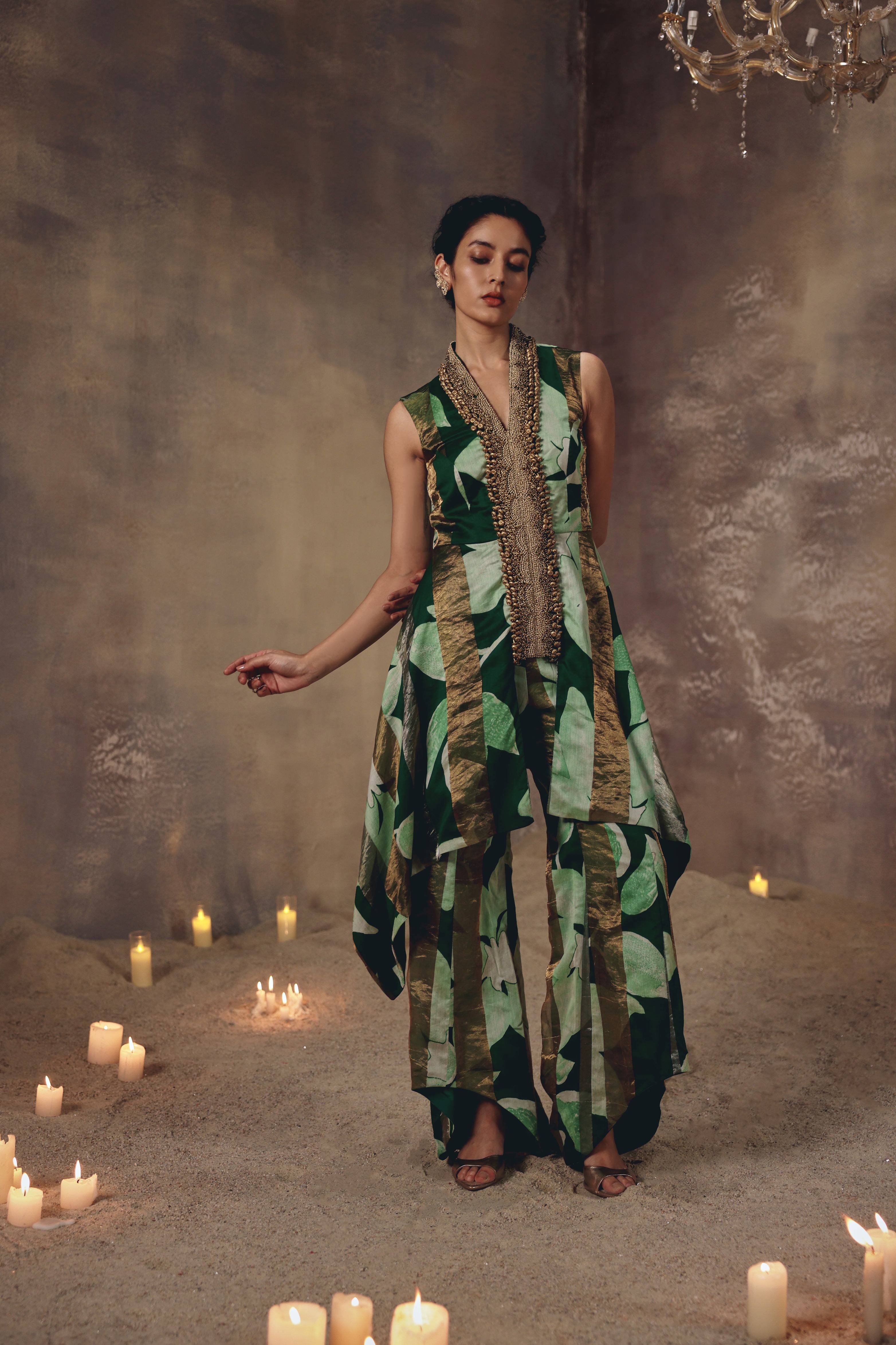 Emerald Antique Beaded Co-ord Set