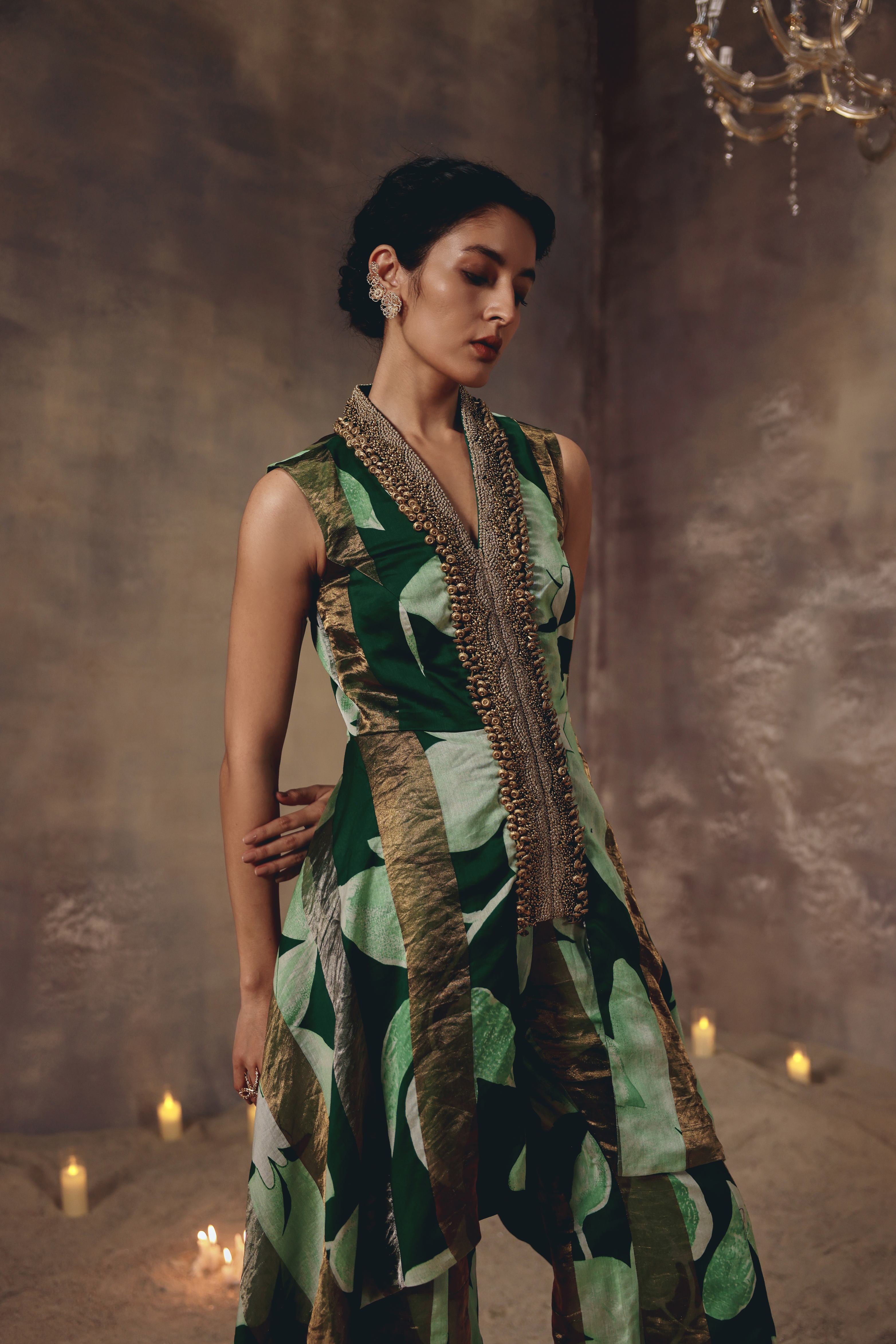 Emerald Antique Beaded Co-ord Set