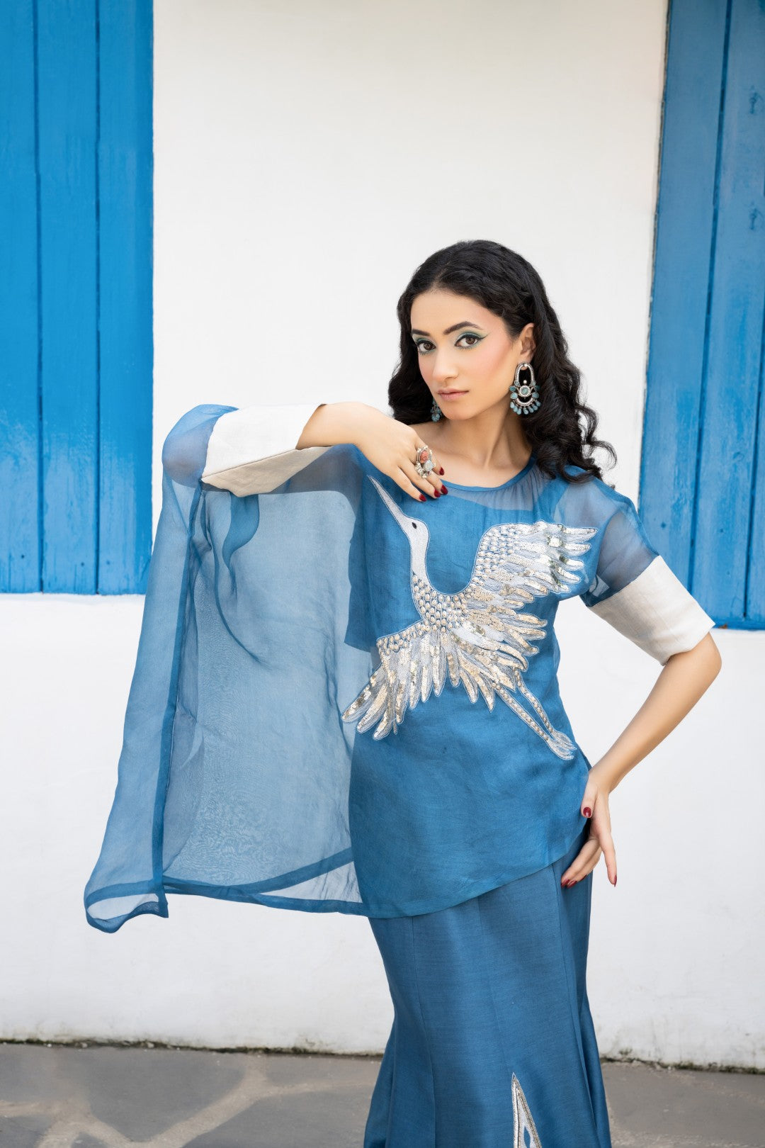 Blue Shyen Skirt Set