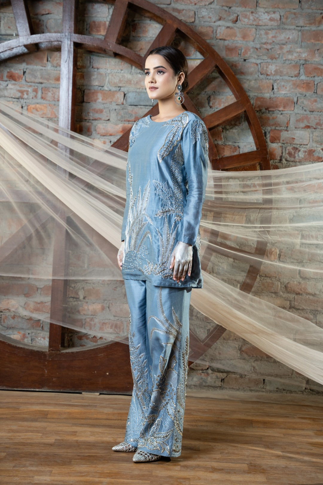 Sky blue silver dessert co-ord