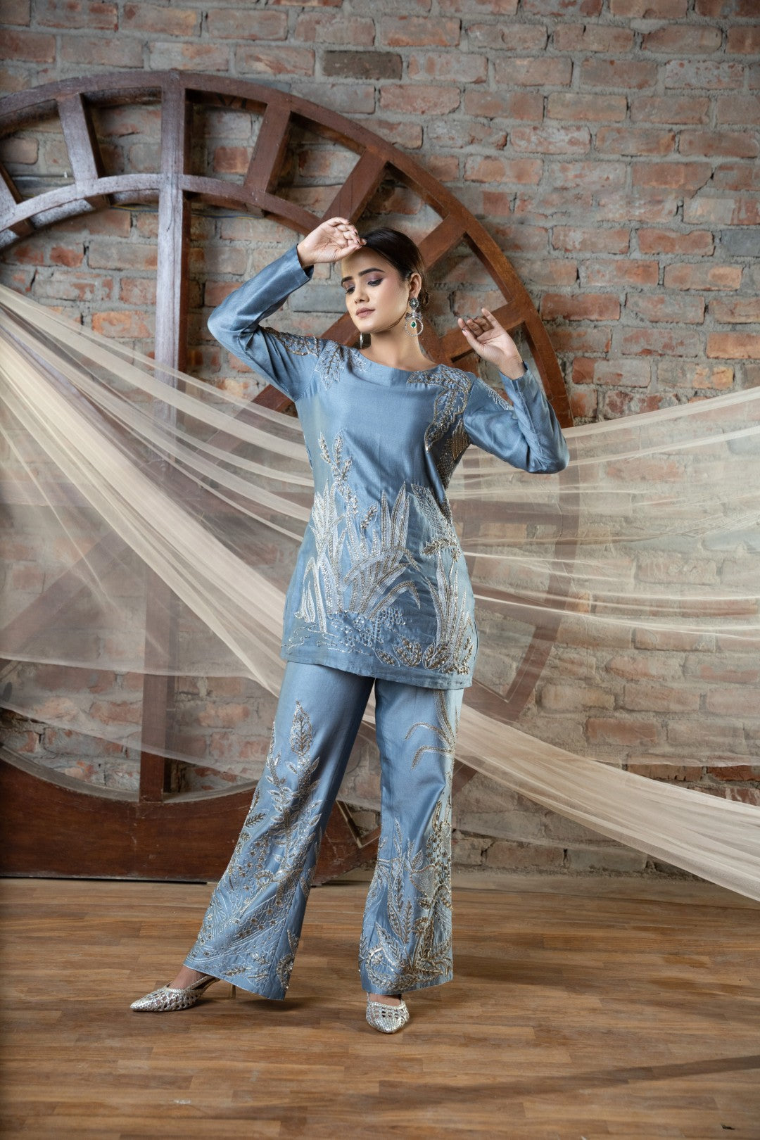 Sky blue silver dessert co-ord