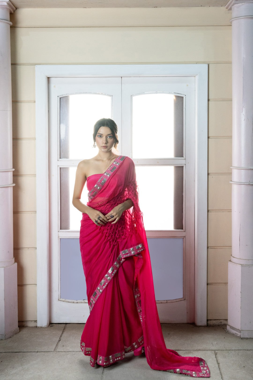 Rani Pink Smoking Saree