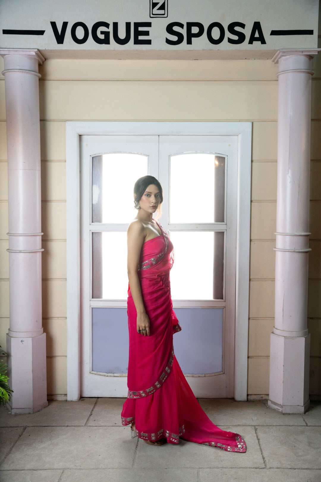 Rani Pink Smoking Saree