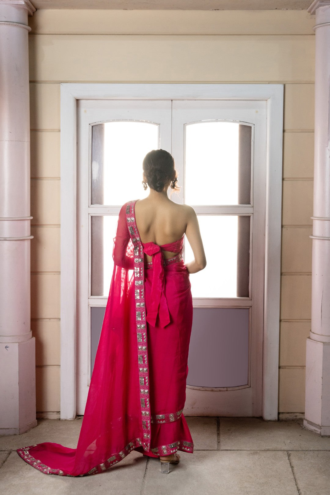 Rani Pink Smoking Saree