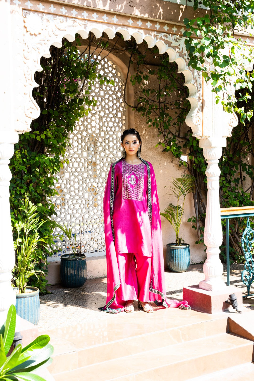 Rani pink coins yolk plazo set