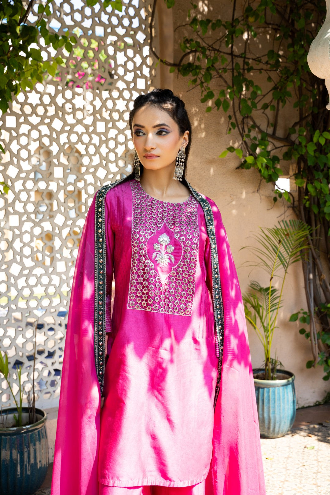 Rani pink coins yolk plazo set