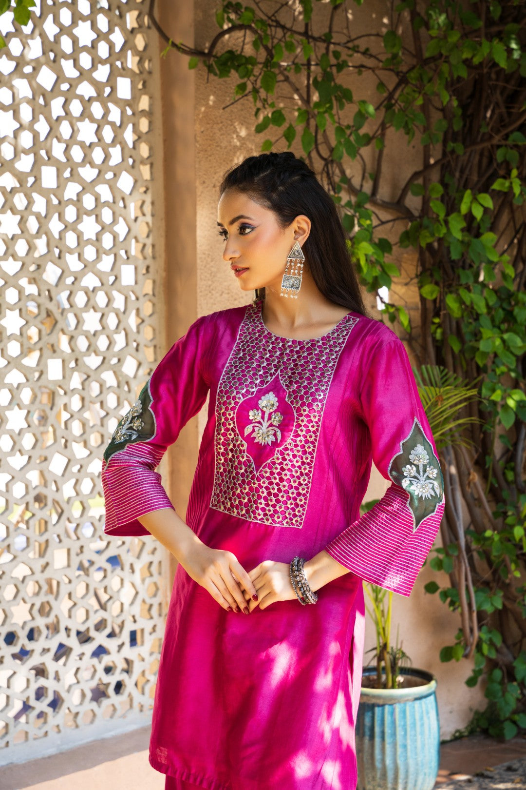 Rani pink coins yolk plazo set