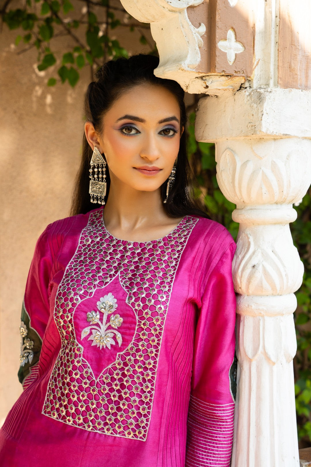 Rani pink coins yolk plazo set