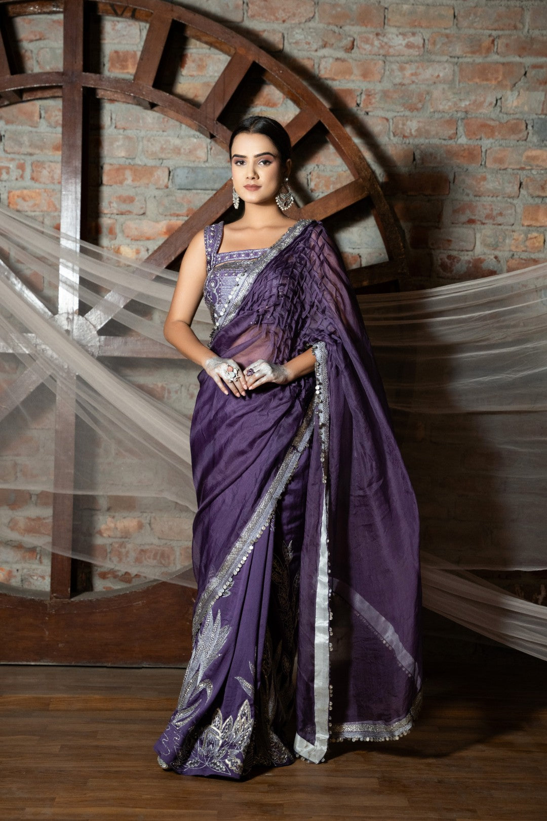Purple royal garden saree