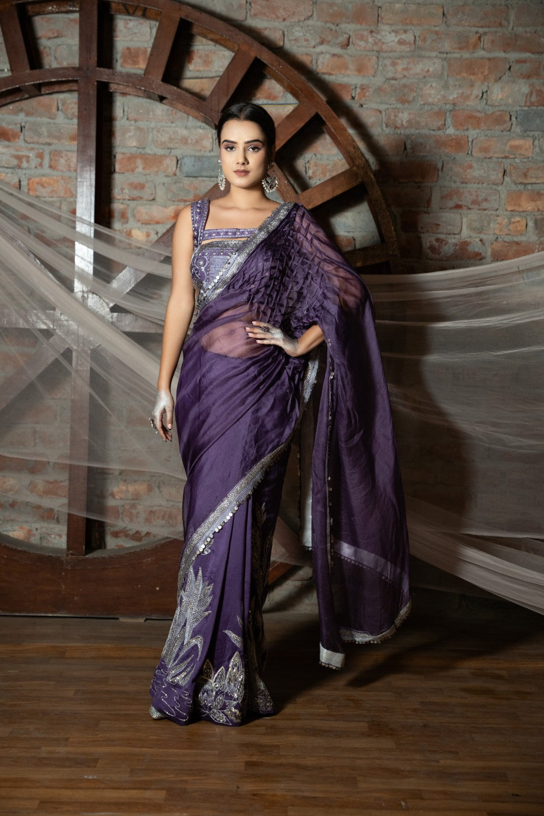 Purple royal garden saree