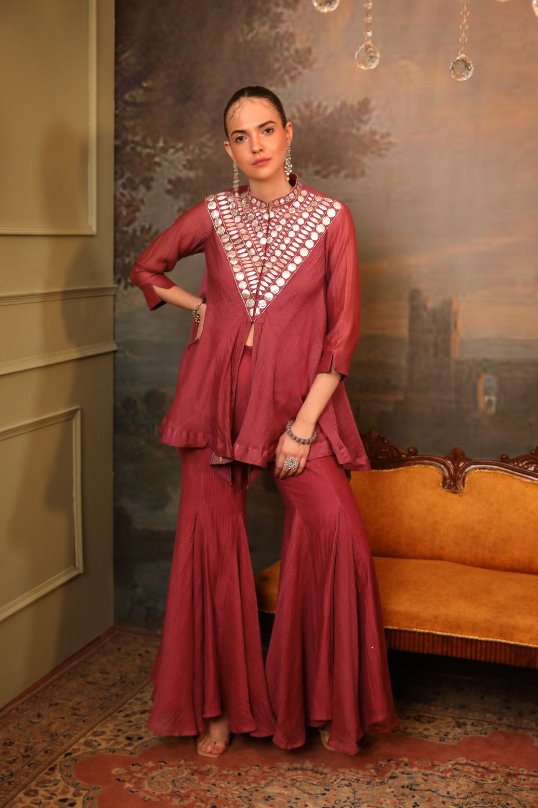 Coral Chanderi Sharara Set