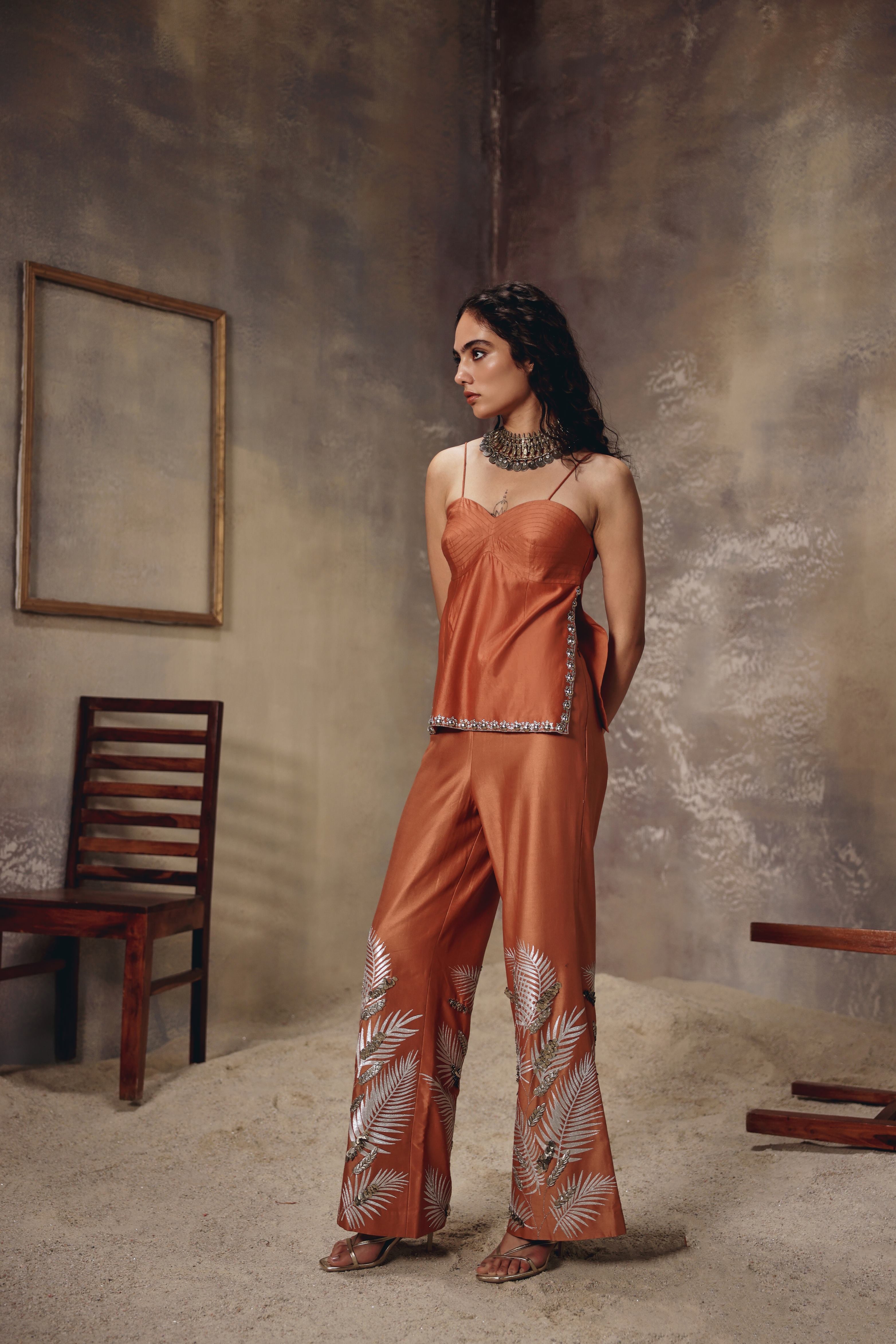Terra – Rust Metal Embroidered Co-ord Set