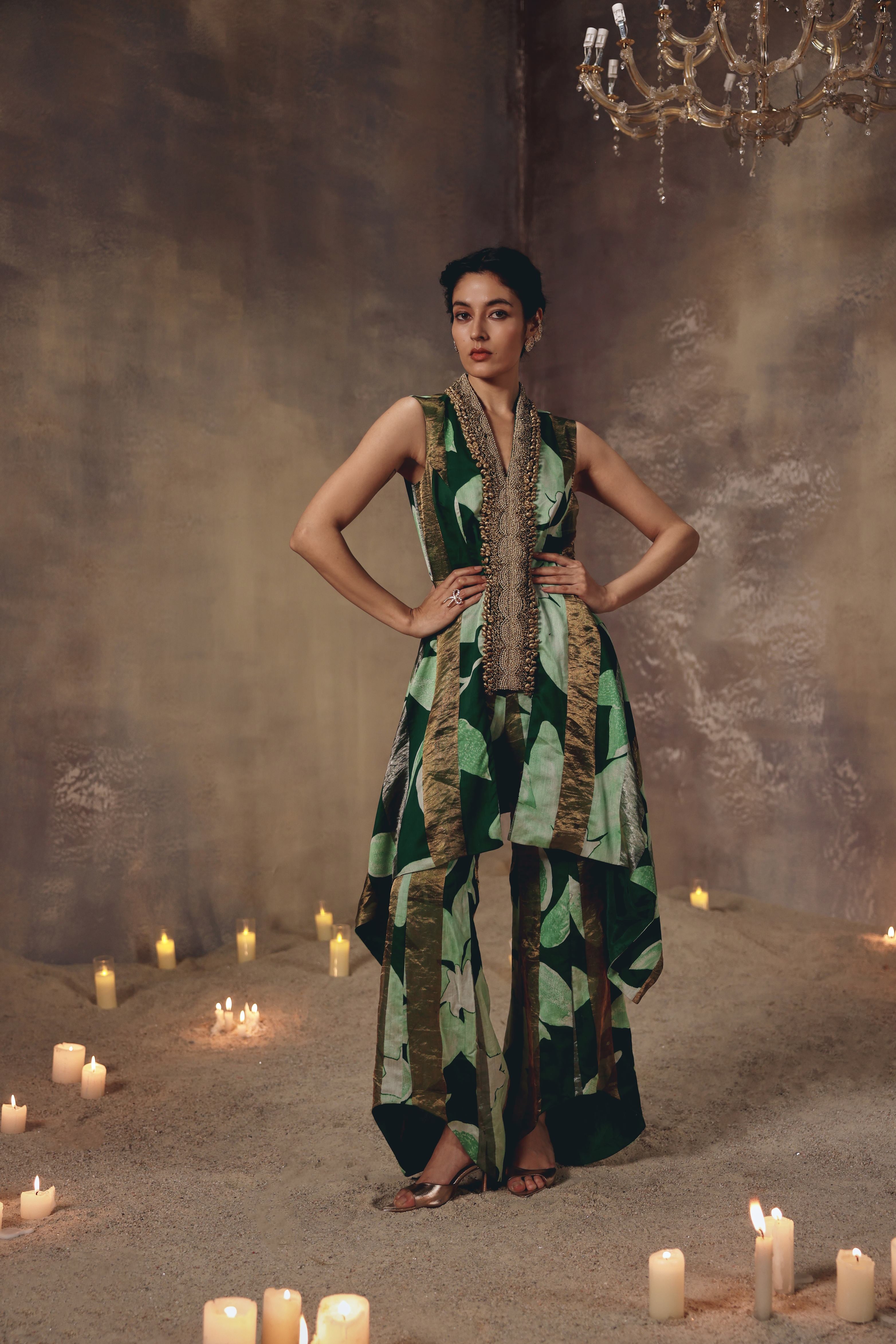 Emerald Antique Beaded Co-ord Set