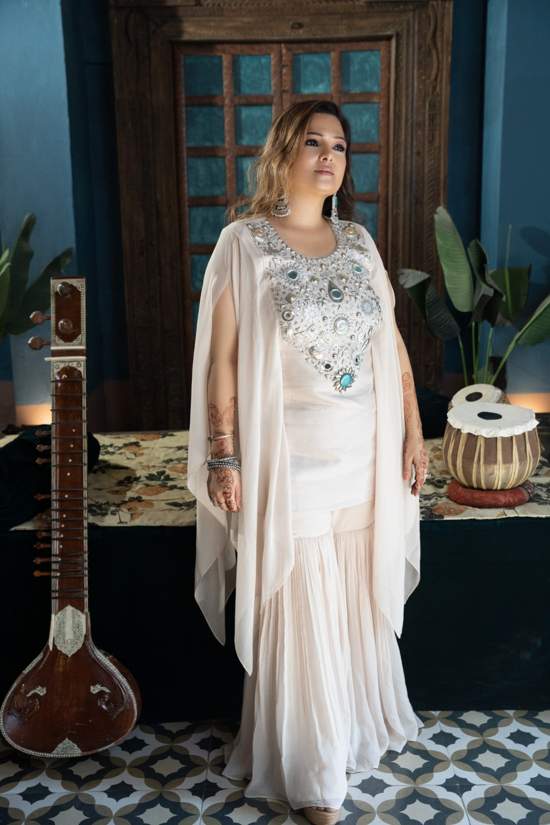 Beige Sharara set