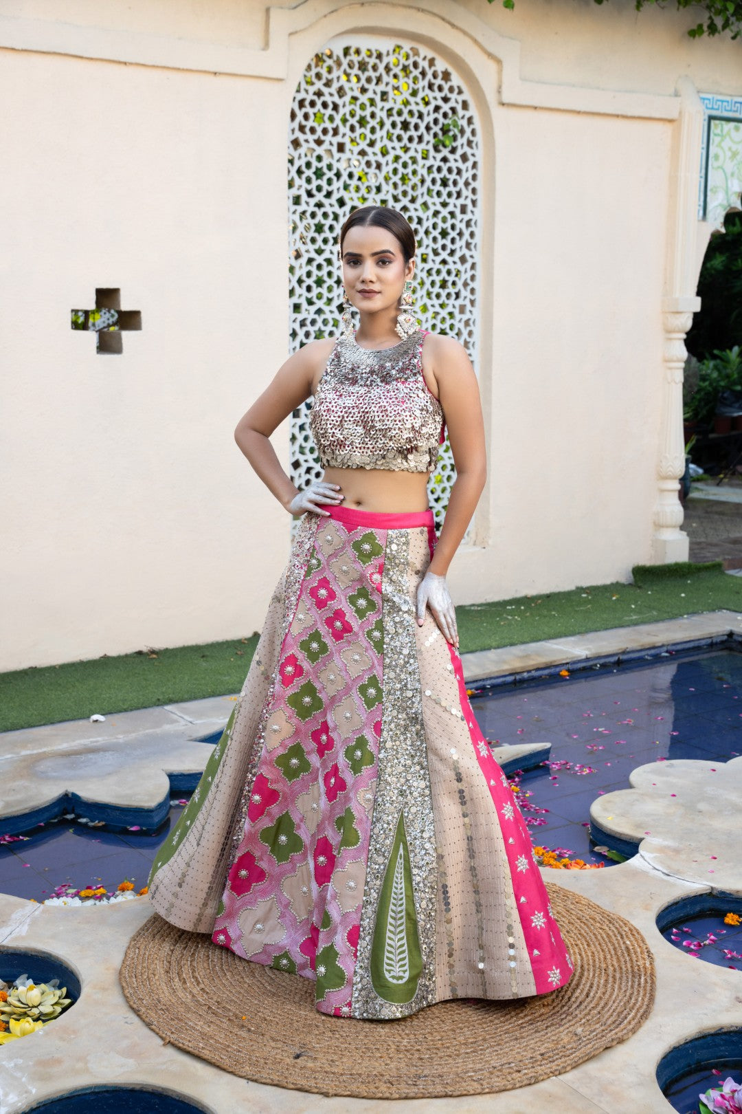 Multi hanging coins choli lehanga